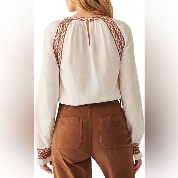 Faherty Arles Embroidered‎ Long Sleeve Top, Renaissance, Beige, Small (4/6), NWT - Picture 16 of 16